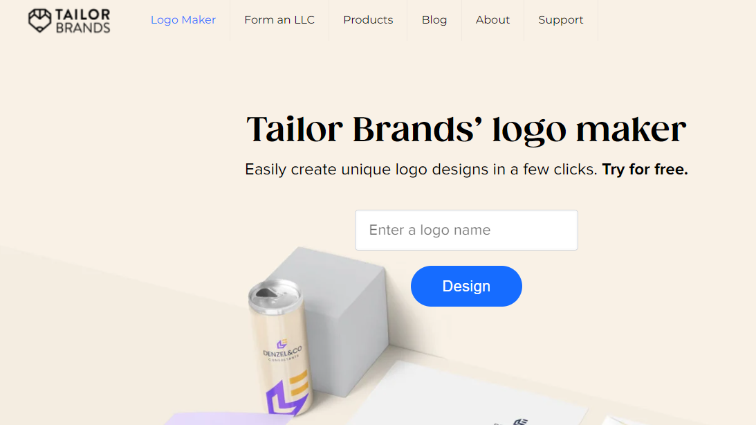 Tailor Brands Logo maker and Business setup