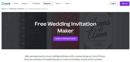 Best wedding invitation card maker Canva
