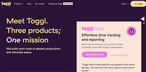 Toggl - Best Time Mangemnet tools for small business