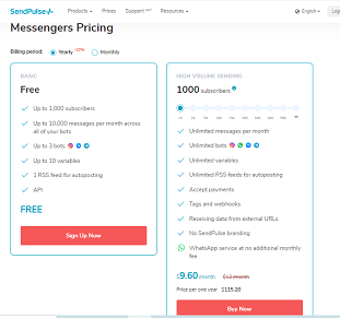 Sendpulse Chatbot Pricing